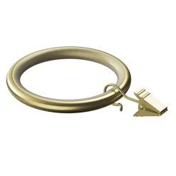 GoodHome 10 anneaux silencieux et crochets à clips pour tringle à rideau en métal doré Ø25/28 mm, Elasa* Tringle À Rideau À Composer