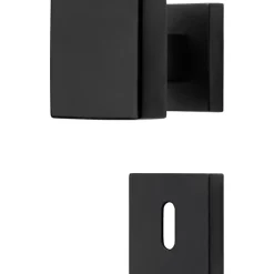 Hardwarexchange 2 boutons rosace a clipser 019, Carré 7 mm, Rosace trou de clé L, finition noir, pour porte intérieure.* Bouton De Porte