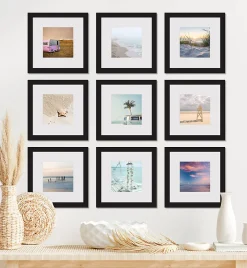 Ariane 9 cadres photo effet bois noir l.27 x H.27cm