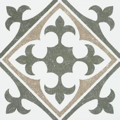 Hot D-C-Fix 6 dalles adhésive murales Wall Tiles Nadia effet carreaux de ciment vert, beige, blanc L.15 x l.15cm