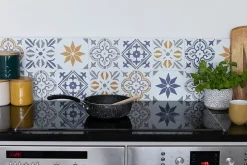 D-C-Fix 6 dalles adhésive murales Wall Tiles Jamila effet carreaux de ciment beige, gris, blanc L.15 x l.15cm* Sticker Et Adhésif Décoratif