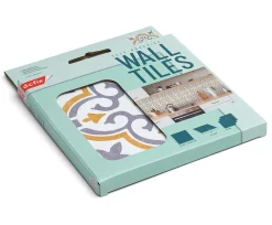 Sale D-C-Fix 6 dalles adhésive murales Wall Tiles Jamila effet carreaux de ciment jaune, gris, blanc L.15 x l.15cm