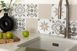 D-C-Fix 6 dalles adhésive murales Wall Tiles Alia effet carreaux de ciment, gris, blanc L.15 x l.15cm* Sticker Et Adhésif Décoratif