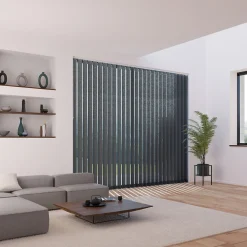 Hot Madeco 5 lamelles verticales orientables 89mm pour store californien en voile gris anthracite sans chaînette basse H.260cm