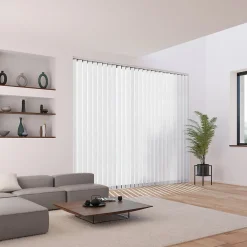 Madeco 5 lamelles verticales orientables 89mm pour store californien en voile blanc sans chaînette basse H.180cm* Store Californien