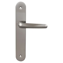 2 poignées de porte sur plaque rond Amga, entraxe 195mm, coloris gris satiné* Poignée De Porte Intérieure