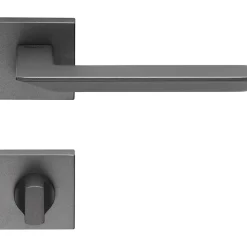 Sale Hardwarexchange 2 poignées rosace carrée A CLIPSER, rosace condamnation, finition gris anthracite garantie 5 ans, pour porte des WC.