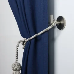 Mobois 2 porte embrasses rideau métal gris chromé mat L.33,5mm* Embrasse À Rideaux