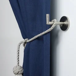 Mobois 2 porte embrasses rideau métal gris chromé mat L.53,5mm* Embrasse À Rideaux