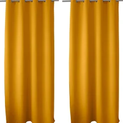 Cmadeco 2 rideaux occultant à œillets, jaune moutarde, 140x240cm, 100% polyester, collection Réglisse,* Rideau Occultant