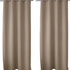 Clearance Cmadeco 2 rideaux occultant à œillets, beige naturel, 140x240cm, 100% polyester, collection Réglisse,
