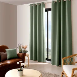 Cmadeco 2 rideaux occultant à œillets, vert argile, 140x240cm, 100% polyester, collection Réglisse,* Rideau|Rideau Occultant