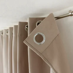 Cmadeco 2 rideaux thermique à œillets, beige naturel, 135x240cm, doublure polaire, collection Nordica,* Rideau Thermique|Rideau Occultant