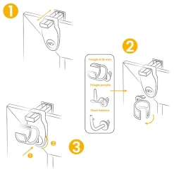 CDéco 2 Supports Clic, Sans Perçage, pour Tringle à Rideau et Voilage, Blanc Mat, Crochets Modulables