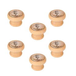 Nesu 6 Un. bouton poignées de meuble Vintage Retro bois colorant naturel étoile mar - diamètre 40MM* Bouton De Meuble
