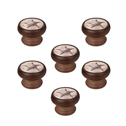 Nesu 6 Un. bouton poignées de meuble Vintage Retro bois colorant noyer couronne - diamètre 40MM* Bouton De Meuble