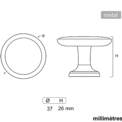 Clearance Nesu 6 Un. bouton poignées de meuble en métal Vintage Retro bronze vieilli BIG VALVE - diamètre 37MM