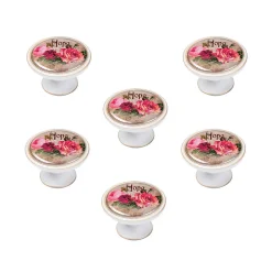 Discount Nesu 6 Un. bouton poignées de meuble Vintage Retro métal bronze patine blanc BEAUTY - diamètre 37MM
