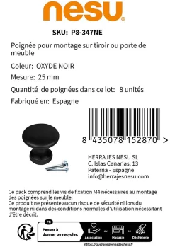 Clearance Nesu 8 Un. poignées de meuble en noir rouille tiroir classique - diamètre 25MM