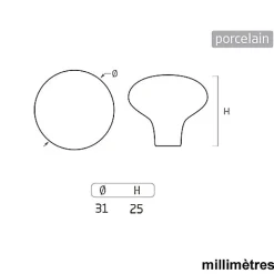 Discount Nesu 8 Un. poignées de meuble en porcelaine blanc - diamètre 31MM