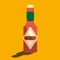 Dada Art Affiche bouteille " hot sauce " orange l.30 x l.30 cm* Affiche