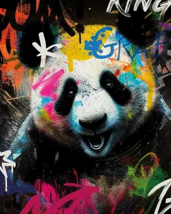 Dada Art Affiche dessin panda grafiti multicouleurs l.40 x l.50 cm* Affiche