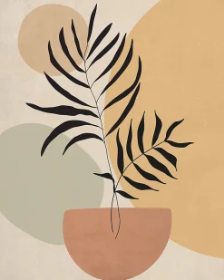 Dada Art Affiche dessin végétal beige et ocre l.40 x H.50 cm* Affiche