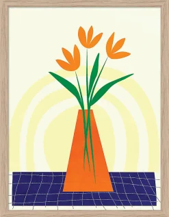 Dada Art Affiche fleurs vase orange l.30 x H.40 cm* Affiche