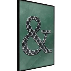 Hot Paris Prix Affiche Murale Encadrée "Ampersand on Green Background" 30 x 42 cm Noir