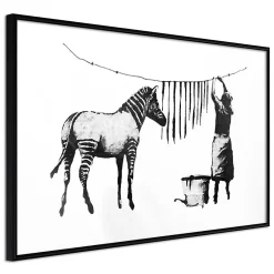 Sale Paris Prix Affiche Murale Encadrée "Banksy Washing Zebra Stripes" 45 x 30 cm Noir