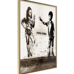 New Paris Prix Affiche Murale Encadrée "Banksy Rude Kids" 21 x 30 cm Or