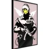New Paris Prix Affiche Murale Encadrée "Banksy Flying Copper" 21 x 30 cm Noir