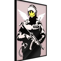 New Paris Prix Affiche Murale Encadrée "Banksy Flying Copper" 21 x 30 cm Noir