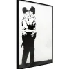Online Paris Prix Affiche Murale Encadrée "Banksy Kissing Coppers II" 21 x 30 cm Noir