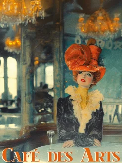 Clearance Dada Art Affiche rétro " Café des arts " l.30 x H.40 cm