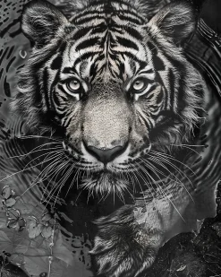 Best Dada Art Affiche tigre noir et blanc l.40 x l.50 cm