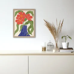 Sale Dada Art Affiche vase terracotta et bouquet de fleurs l.50 x l.70 cm