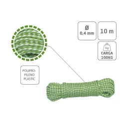 Amig - Cordon plastique tressée 20120 - 4 mm - Polyéthylène-Polypropylène - Blanc/Vert* Embrasse À Rideaux