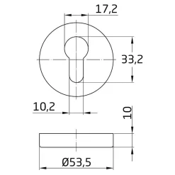 Amig - Rosace de clé 3 - 53 mm - Acier inoxydable AISI 304 - Mat* Rosace De Porte