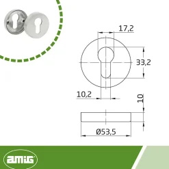 Amig - Rosace de clé 3 - 53 mm - Acier inoxydable AISI 304 - Mat* Rosace De Porte