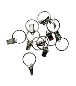 Secodir Anneaux de Rideau Pince et Crochet - Lot de 10 - Métal - Tringle diamètre 22 mm Max* Barre De Rideau Pour Vitrage