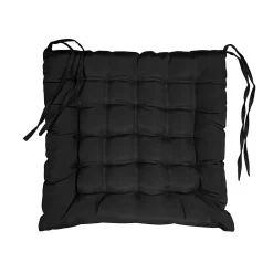 Douceur D'Intérieur Assise matelassée 40 x 40 cm Polyester Uni Essentiel Noir* Galette De Chaise