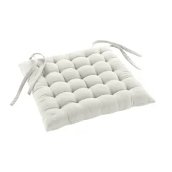 Clearance Douceur D'Intérieur Assise matelassée en coton et polyester recyclé (38x38 cm - Blanc)