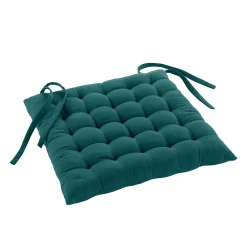 Douceur D'Intérieur Assise matelassée en coton et polyester recyclé (38x38 cm - Bleu Canard)* Galette De Chaise