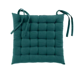 Douceur D'Intérieur Assise matelassée en coton et polyester recyclé (38x38 cm - Bleu Canard)* Galette De Chaise