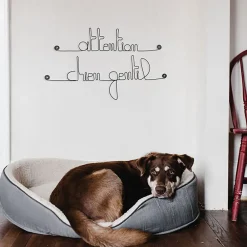 Clearance Bijoux De Mur Attention chien gentil - Sculpture fil de fer 40-50 cm -