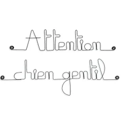 Clearance Bijoux De Mur Attention chien gentil - Sculpture fil de fer 40-50 cm -