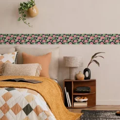 Muralo Bande Décorative auto-adhésif LOTUS Fleurs Feuilles Pour Salon 10cm x 300cm* Frise Murale