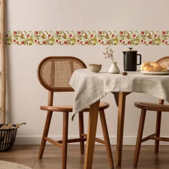 Clearance Muralo Bande Décorative auto-adhésif FRAISES Fleurs Feuilles Pour Chambre 10cm x 300cm