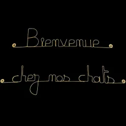 Bijoux De Mur Bienvenue chez nos chats - Sculpture fil de fer 50-60 cm -